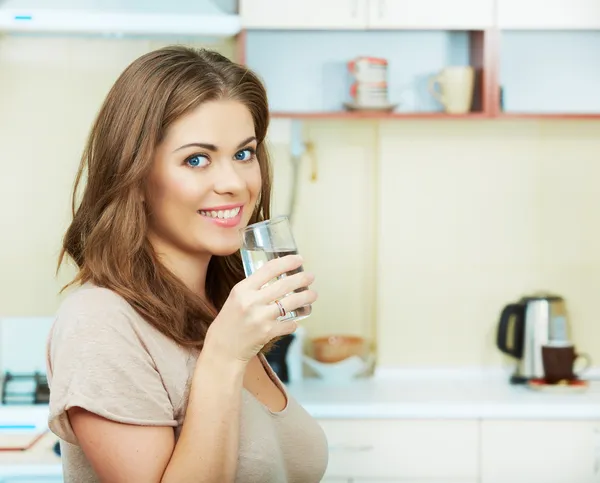 Woman with water glass — Stock Photo, Image