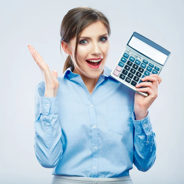 Frau hält Zählmaschine in der Hand — Stockfoto