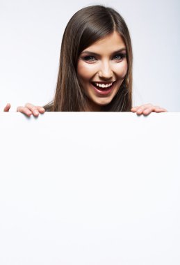 iş kadını boş kart tutun