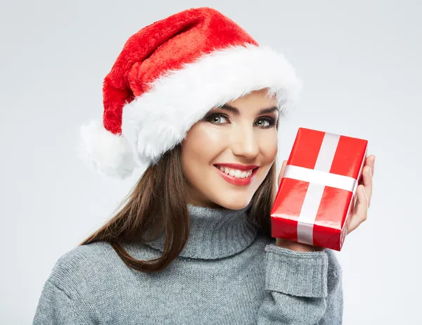 Donna in cappello da Babbo Natale — Foto Stock