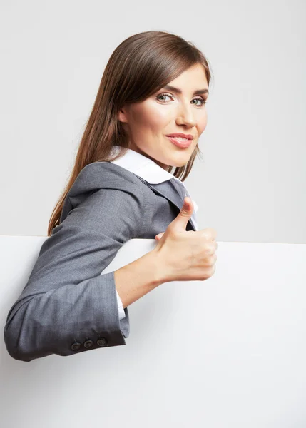 Mulher de negócios com placa em branco — Fotografia de Stock