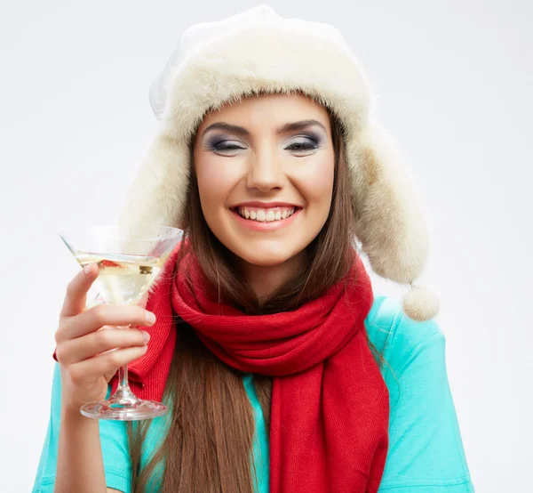 Vrouw drinken wijn — Stockfoto