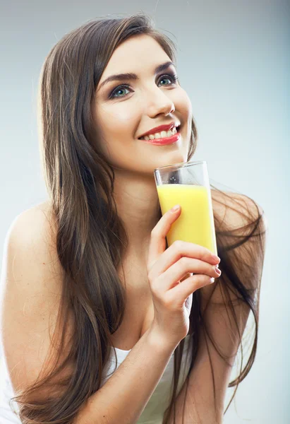 Woman drink juice — Stock Photo, Image
