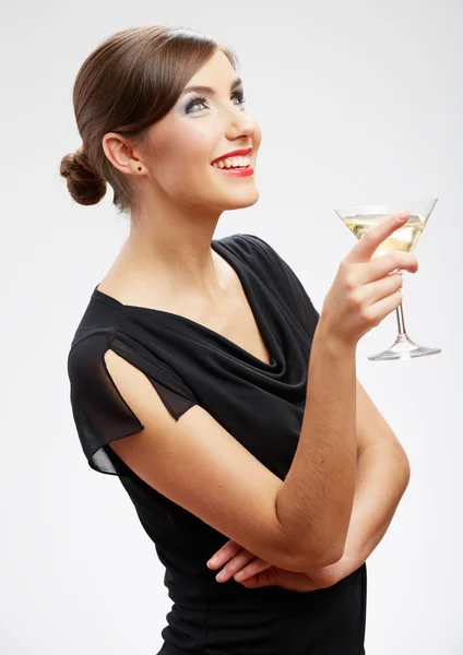 Woman drink wine — Stock Photo, Image