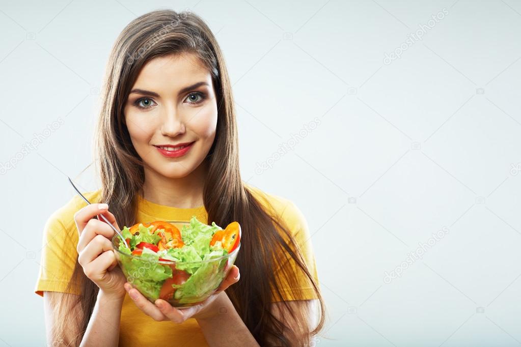 Woman hold salad