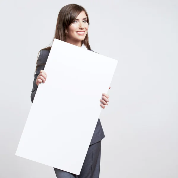 Mujer con tablero en blanco — Foto de Stock