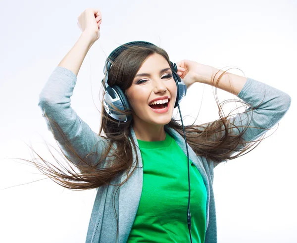 Mulher com fones de ouvido — Fotografia de Stock