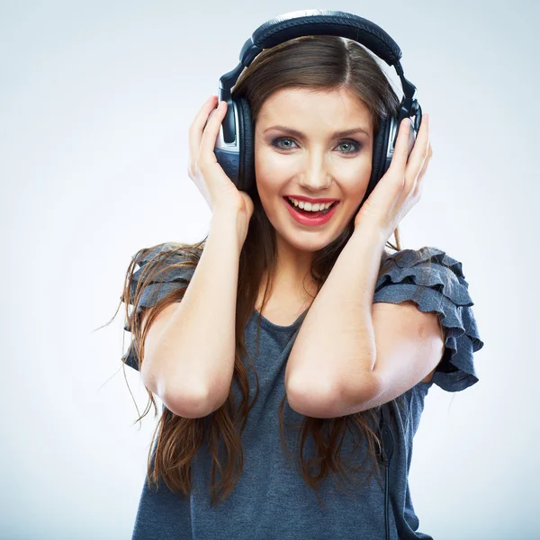 Mulher com fones de ouvido — Fotografia de Stock