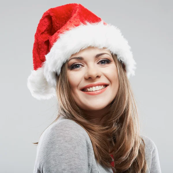 Frau mit Weihnachtsmütze — Stockfoto