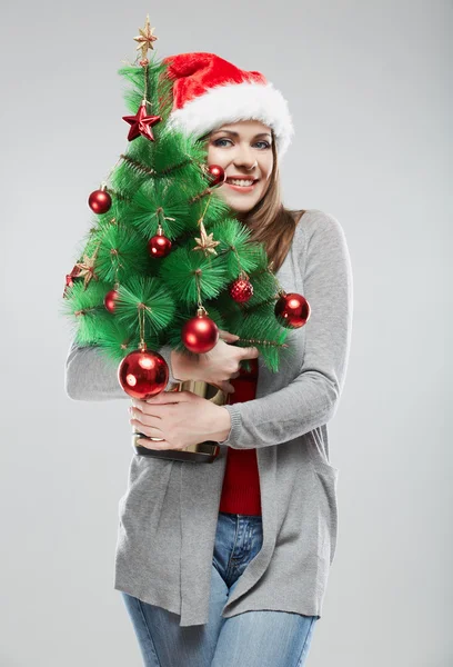 Woman in santa hat — Stock Photo, Image