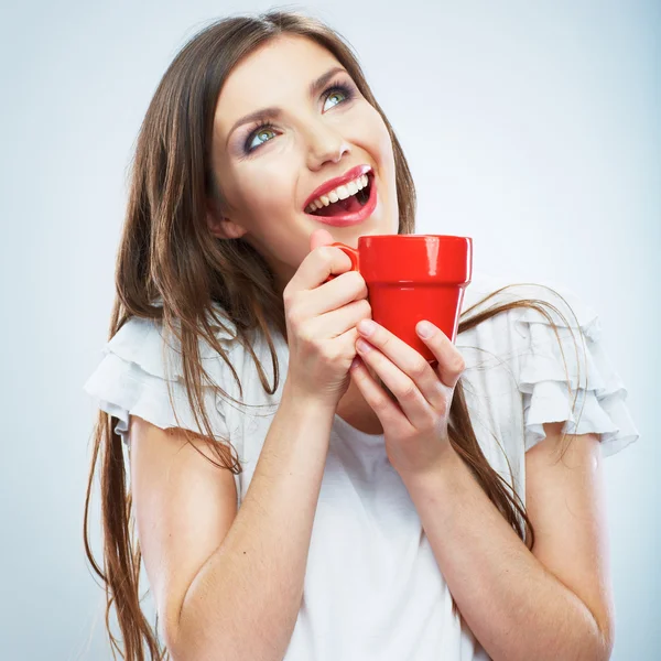 Femme avec tasse de café — Photo