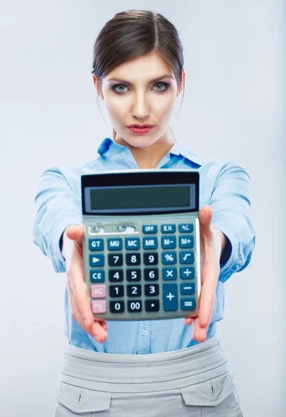Mujer de negocios hold count machine . — Foto de Stock