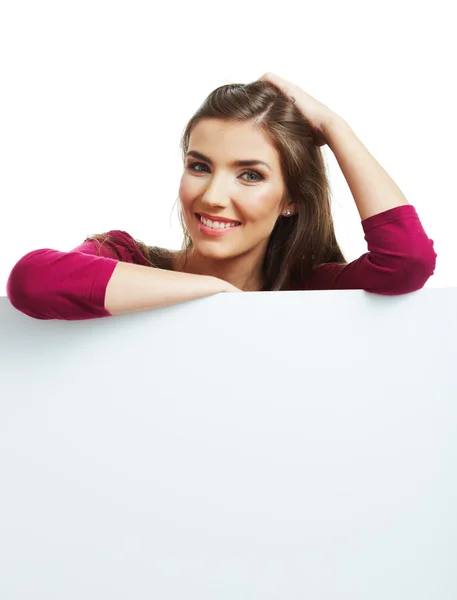 Woman with blank card — Stock Photo, Image