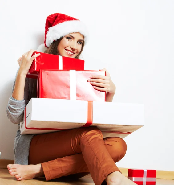 Donna in cappello da Babbo Natale — Foto Stock