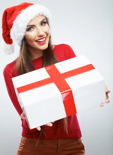 Donna in cappello da Babbo Natale — Foto Stock