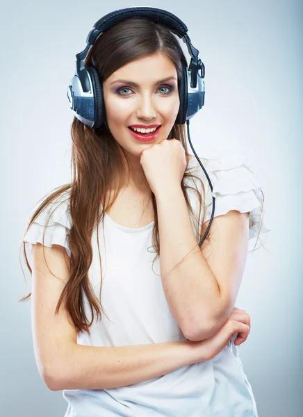 Mulher com fones de ouvido — Fotografia de Stock