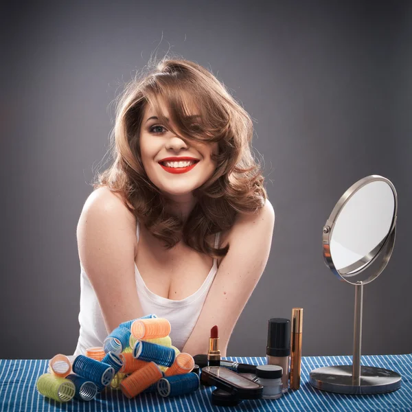 Woman with curly hair — Stock Photo, Image