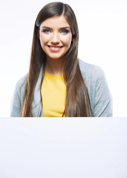 Girl with blank board — Stock Photo, Image