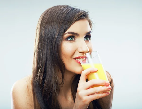 Woman drink juice — Stock Photo, Image