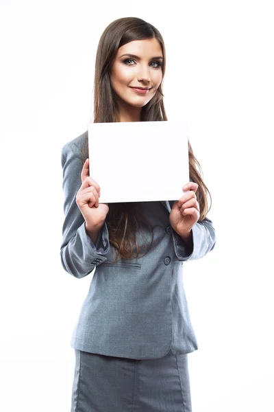 Business woman with blank board — Stock Photo, Image
