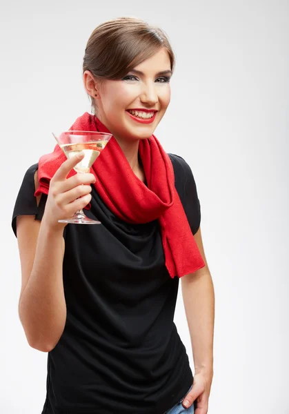 Donna con vino — Foto Stock