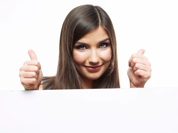 Business woman showing thumbs up. — Stock Photo, Image