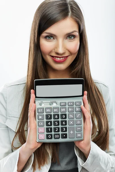 Mujer de negocios mantenga calculadora — Foto de Stock