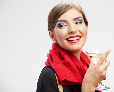 Young celebrating woman portrait .