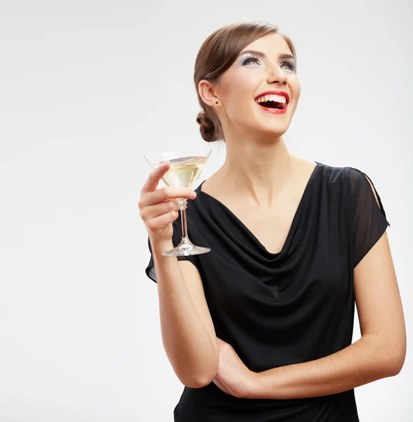 Jovem mulher com vidro martini — Fotografia de Stock
