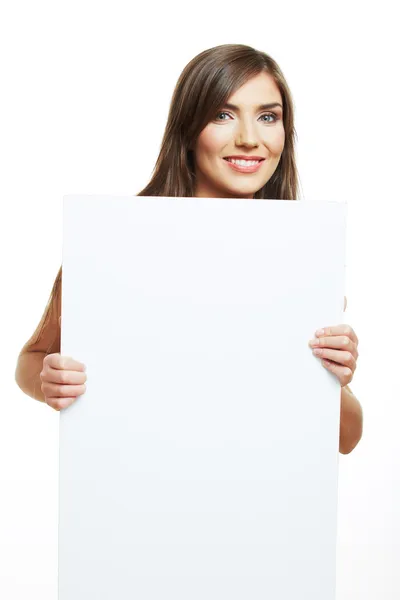 Mujer con tablero en blanco — Foto de Stock