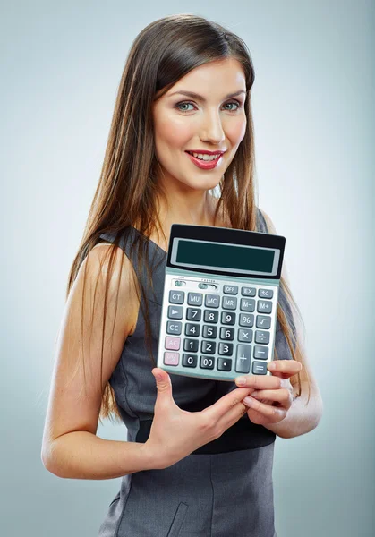Mujer de negocios mantenga calculadora — Foto de Stock