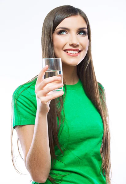 Donna con bicchiere d'acqua — Foto Stock