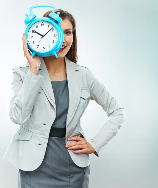 Business woman hold watch — Stock Photo, Image