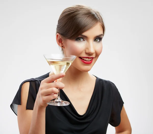 Young woman drink wine — Stock Photo, Image