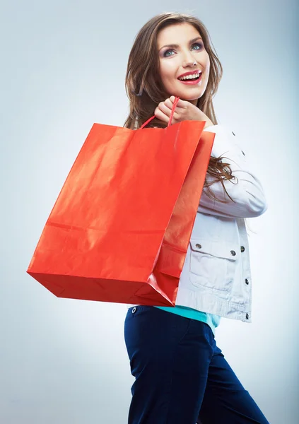 Vrouw wachtruimte shopping bag — Stockfoto