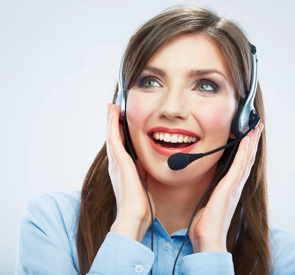 Lachende vrouw call center exploitant — Stockfoto