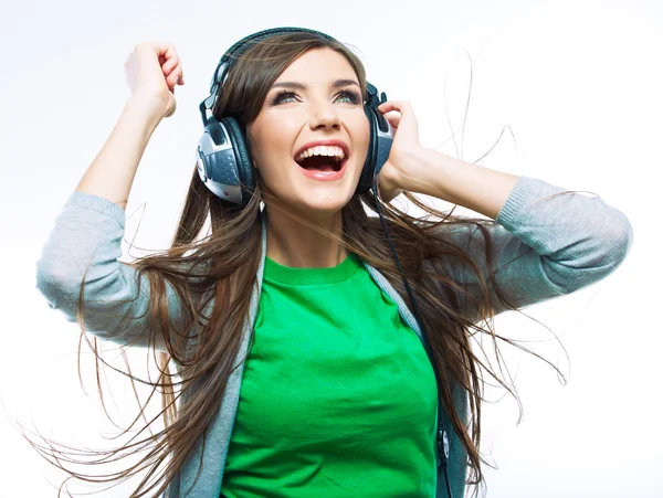 Mujer con auriculares — Foto de Stock