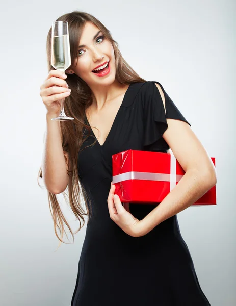 Frau mit Glas Wein — Stockfoto