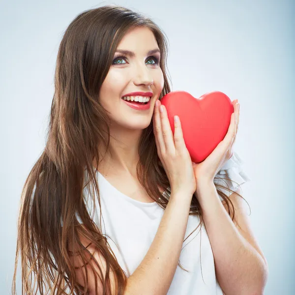 Mujer celebrar San Valentín símbolo del día . —  Fotos de Stock