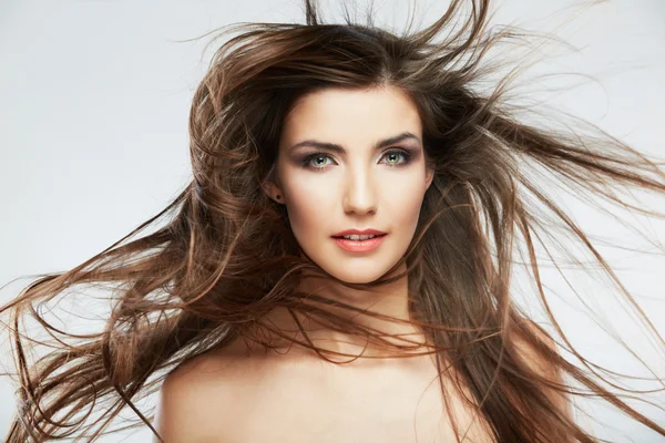 Woman face with hair motion — Stock Photo, Image