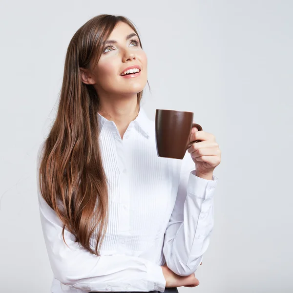 Business woman with coffee cup. — Stock Photo, Image