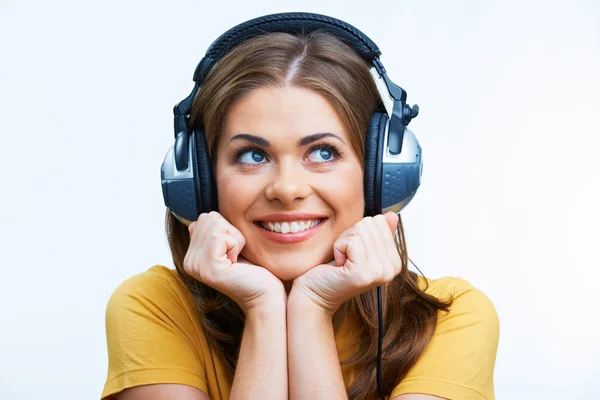 Mulher com fones de ouvido — Fotografia de Stock