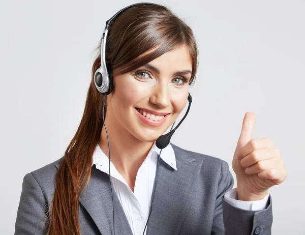 Femme d'affaires avec casque — Photo