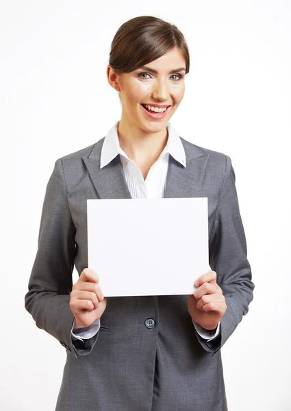 Mulher de negócios com placa em branco — Fotografia de Stock