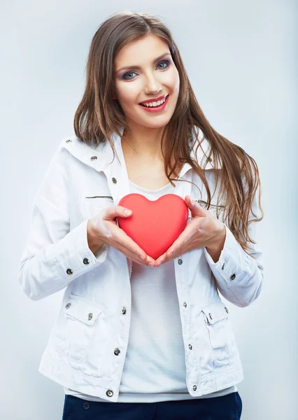Woman hold heart — Stock Photo, Image