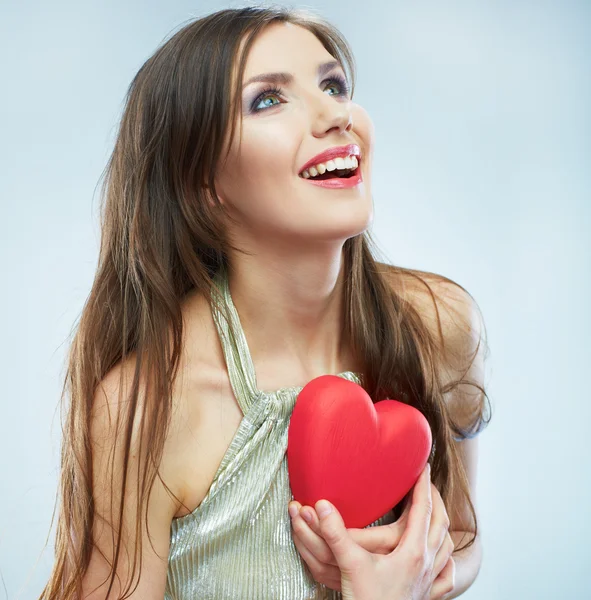 Woman hold heart — Stock Photo, Image