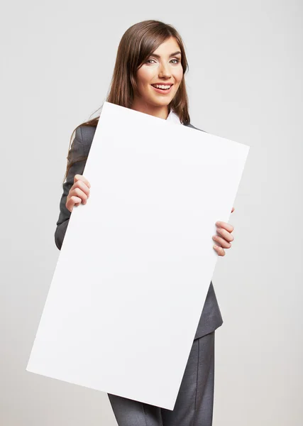 Zakenvrouw met blanco boord — Stockfoto