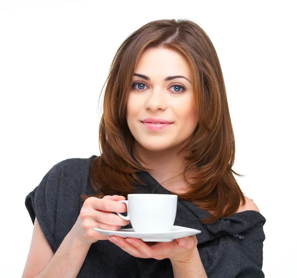 Kobieta z filiżanki kawy — Zdjęcie stockowe