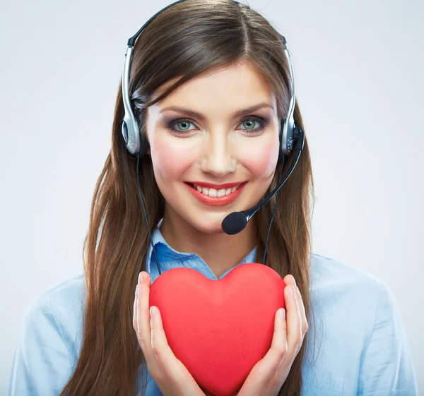 Call center operator hold heart — Stock Photo, Image