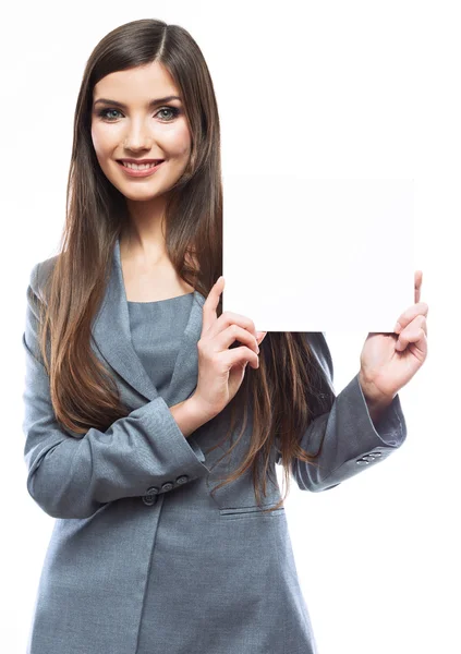 Femme d'affaires avec tableau blanc — Photo